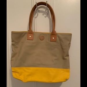 Canvas Tory Burch color block tote